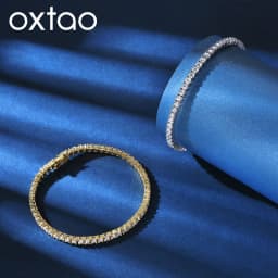 OXTAO Luxury Moissanite Tennis Bracelet 3mm D VVS1 with Certified For Women Men Jewelry Hand Chain Bracelet 14K Gold Filled