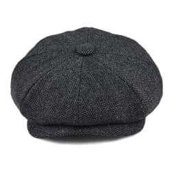 BOTVELA Tweed Wool 8 Panel Black Herringbone Newsboy Cap Men Classic 8-Quarter Panel Style Flat Caps Women Beret Hat
