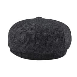 BOTVELA Tweed Wool 8 Panel Black Herringbone Newsboy Cap Men Classic 8-Quarter Panel Style Flat Caps Women Beret Hat