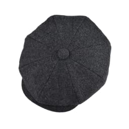 BOTVELA Tweed Wool 8 Panel Black Herringbone Newsboy Cap Men Classic 8-Quarter Panel Style Flat Caps Women Beret Hat