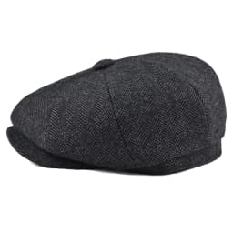 BOTVELA Tweed Wool 8 Panel Black Herringbone Newsboy Cap Men Classic 8-Quarter Panel Style Flat Caps Women Beret Hat