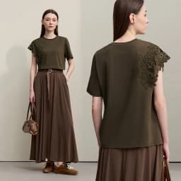 Amii T-shirt 2026 Summer New O-Neck Moisture-Wicking Cotton Tee Asymmetric Lace Loose Short Sleeve T-shirts For Women 12642026