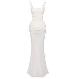 VC Elegant Yellow Bodycon Maxi Dress For Women Square Neck Sleeveless Lace-up Corset Waist Slim Fit Evening Party Long Dresses