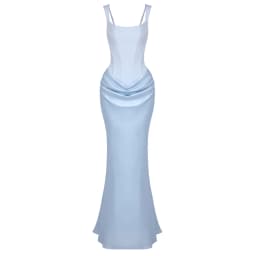 VC Elegant Yellow Bodycon Maxi Dress For Women Square Neck Sleeveless Lace-up Corset Waist Slim Fit Evening Party Long Dresses