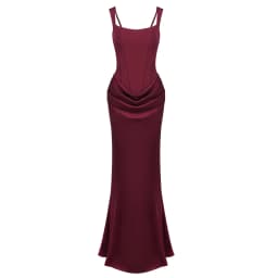 VC Elegant Yellow Bodycon Maxi Dress For Women Square Neck Sleeveless Lace-up Corset Waist Slim Fit Evening Party Long Dresses