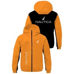 NAUTICA Men Color Block Hooded Windbreaker Jacket, Zip Up Lightweight Hoodie Coat, Casual Outdoor Sports Windproof Outerwear