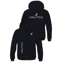 NAUTICA Men Color Block Hooded Windbreaker Jacket, Zip Up Lightweight Hoodie Coat, Casual Outdoor Sports Windproof Outerwear