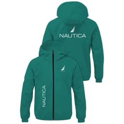 NAUTICA Men Color Block Hooded Windbreaker Jacket, Zip Up Lightweight Hoodie Coat, Casual Outdoor Sports Windproof Outerwear