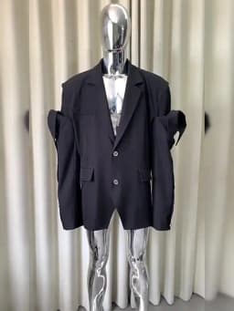 Nerazzurri Spring Autumn Black Oversized Blazers for Men Shoulder Pads Single Breasted Punk Style Fake 2 Piece Menswear Clothes