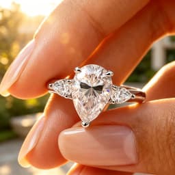 Smyoue 1-4CT Pear Cut Certified Moissanite Rings for Women 3 Gems Classic Wedding Promise Band 925 Sterling Silver Plated 18K