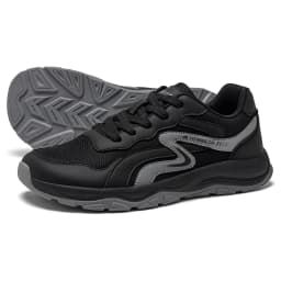 HOBIBEAR Unisex Wide Toe Running Shoes Lace-Up Hiking Sneakers Outdoor Travel Artificial Leather Mesh Walking Sneakers