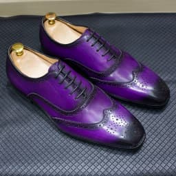 Size 7-12 Handmade Men's Wingtip Oxford Shoes Genuine Calfskin Leather Brogue Dress Shoes Classic Business Formal Shoes for Men