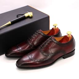 Size 7-12 Handmade Men's Wingtip Oxford Shoes Genuine Calfskin Leather Brogue Dress Shoes Classic Business Formal Shoes for Men