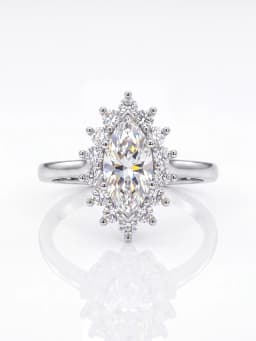Luxury Real 1CT Marquise Moissanite Diamond Engagement Ring For Women Anniversay Wedding Party Fashion Personalized Jewelry