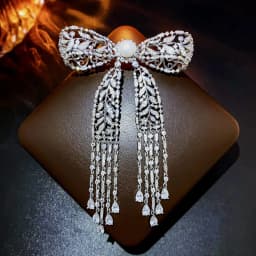 Exquisite Micro-inlaid Zircon Long Tassel Bow Brooches for Women Luxury Designer Broche Pin Clothes Fashionable Accessories