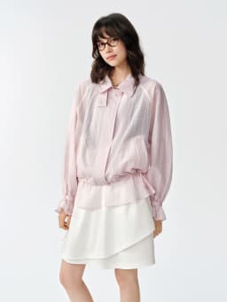 DUSHU Women's 2026 Autumn New Arrival Lyocell Pink Shirt Jacket Drawstring Waist Slim Fit Lightweight Sun Protection Outerwear