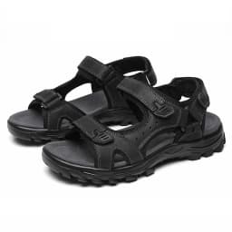 Bubuk Men's Outdoor Casual Sandals Made of Top Layer Cowhide, Fashionable and Versatile Open-Toe Design, Adjustable for All Seasons, Comfortable Flat Beach Shoes, Men's Water Shoes