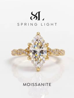 Fashion Real 2CT Marquise Moissanite Diamond Engagement Ring Anniversary Rings for Women Gift Jewelry