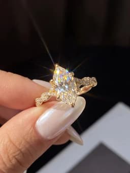 Fashion Real 2CT Marquise Moissanite Diamond Engagement Ring Anniversary Rings for Women Gift Jewelry