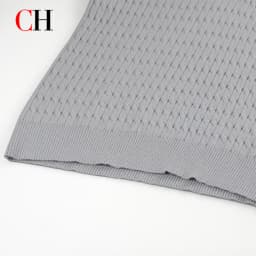 CH Women Cable Knit Polo Shirt Contrast Striped Collar Preppy Style Embroidery Casual Blouse Summer Fashion Ladies Tee