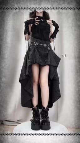 REDDACHiC Black Striped Suit Skirt Grunge Retro 3-Way Fishtail High-Low Maxi Long Train Skirt Gothic Woman Alternative Clothes