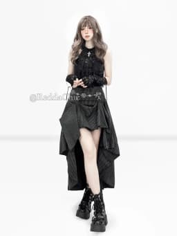 REDDACHiC Black Striped Suit Skirt Grunge Retro 3-Way Fishtail High-Low Maxi Long Train Skirt Gothic Woman Alternative Clothes