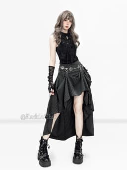 REDDACHiC Black Striped Suit Skirt Grunge Retro 3-Way Fishtail High-Low Maxi Long Train Skirt Gothic Woman Alternative Clothes