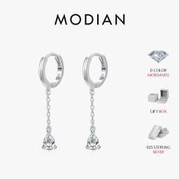 MODIAN 1 CT D Color Pear Cut Moissanite Drop Earrings 925 Sterling Silver Long Chain Lab Diamond Hoop Earrings Jewelry For Women