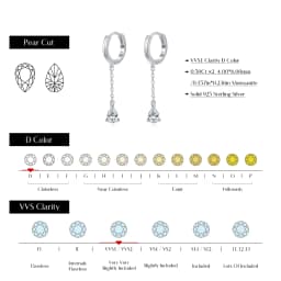 MODIAN 1 CT D Color Pear Cut Moissanite Drop Earrings 925 Sterling Silver Long Chain Lab Diamond Hoop Earrings Jewelry For Women