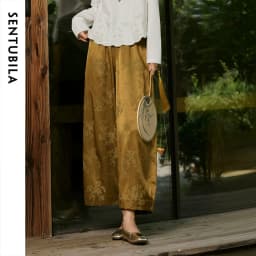 SENTUBILA Cloud Glow Cropped Pants Women 2026 New Chinese Style Elegant Loose Slim Fit Scythe Ankle Length Trousers 163KN7872