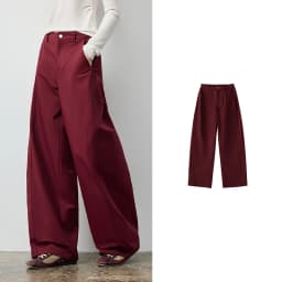 TOYOUTH Women's Soft Touch Curved Leg Long Pants 2026 Fall New Arrival High Waist Seam Detail Slimming Pear Shape Friendly