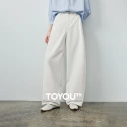 TOYOUTH Women's Soft Touch Curved Leg Long Pants 2026 Fall New Arrival High Waist Seam Detail Slimming Pear Shape Friendly