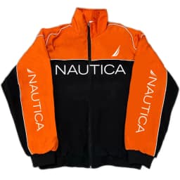 NAUTICA Color-block Quilted Jacket, Stand-collar Trench Coat, Vintage Streetwear, Men's and Women's Fashionable Sports Jacket