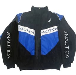 NAUTICA Color-block Quilted Jacket, Stand-collar Trench Coat, Vintage Streetwear, Men's and Women's Fashionable Sports Jacket