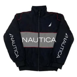 NAUTICA Color-block Quilted Jacket, Stand-collar Trench Coat, Vintage Streetwear, Men's and Women's Fashionable Sports Jacket