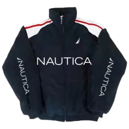 NAUTICA Color-block Quilted Jacket, Stand-collar Trench Coat, Vintage Streetwear, Men's and Women's Fashionable Sports Jacket