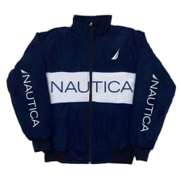 NAUTICA Color-block Quilted Jacket, Stand-collar Trench Coat, Vintage Streetwear, Men's and Women's Fashionable Sports Jacket