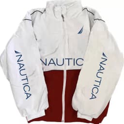 NAUTICA Color-block Quilted Jacket, Stand-collar Trench Coat, Vintage Streetwear, Men's and Women's Fashionable Sports Jacket