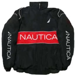 NAUTICA Color-block Quilted Jacket, Stand-collar Trench Coat, Vintage Streetwear, Men's and Women's Fashionable Sports Jacket