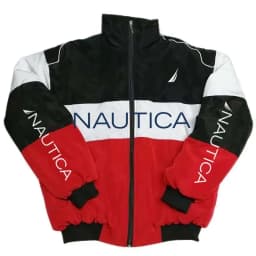 NAUTICA Color-block Quilted Jacket, Stand-collar Trench Coat, Vintage Streetwear, Men's and Women's Fashionable Sports Jacket