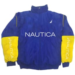 NAUTICA Color-block Quilted Jacket, Stand-collar Trench Coat, Vintage Streetwear, Men's and Women's Fashionable Sports Jacket