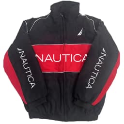 NAUTICA Color-block Quilted Jacket, Stand-collar Trench Coat, Vintage Streetwear, Men's and Women's Fashionable Sports Jacket