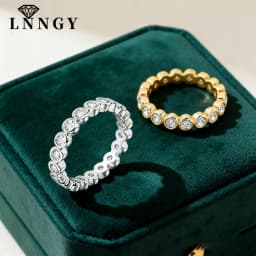 Lnngy Certified D Color VVS1 3mm Moissanite Stackable Eternity Ring 14k Gold Filled Wedding Rings For Women Sparkling Jewelry