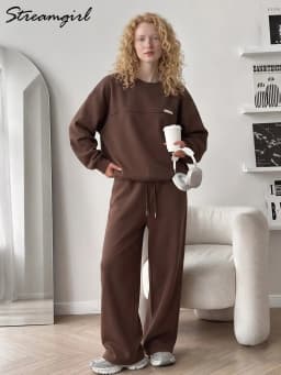 Autumn Tracksuit Women Two Piece Set Pants Outfits Blue Sweatsuits Woman Cotton Jogger Sets For Women Yellow Sweatpants Suit