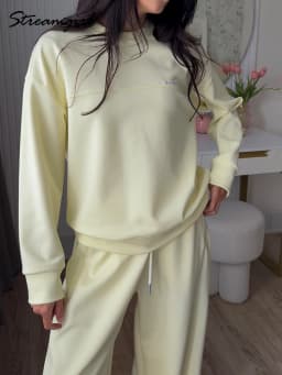 Autumn Tracksuit Women Two Piece Set Pants Outfits Blue Sweatsuits Woman Cotton Jogger Sets For Women Yellow Sweatpants Suit