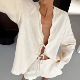 Linad Casual Loose Shorts Suits Women Elegant V Neck Lace Up Blouse With Elastic Waist Mini Pants Ruffles 2 Piece 2026 Summer