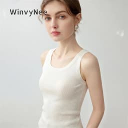 WinvyNee Women Pure Worsted Wool Camisole Solid Striped Round Neck Soft Cool Elegant Autumn Winter Knit Sling Vest ZC1817010