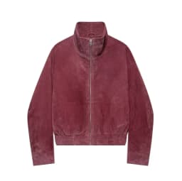 Fashion Dusty Pink Long Sleeve Faux Suede Jackets Women Oversized Stand Collar Zip Up Casual Coat 2026 Autumn New Commute Outfit