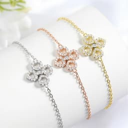 Smyoue Adjustable Flower Moissanite Bracelets for Women Certified Sparkling 18k Plated Ear Jewelry 100% 925 Sterling Silver