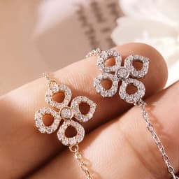 Smyoue Adjustable Flower Moissanite Bracelets for Women Certified Sparkling 18k Plated Ear Jewelry 100% 925 Sterling Silver
